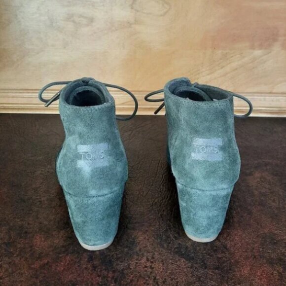Green suede wedge heel booties - TOMS brand - Picture 4 of 9